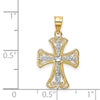 14k and White Rhodium Diamond-cut Cross Pendant