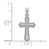 14K White Gold Beaded Trim Cross Charm