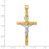 14k Two-tone INRI Hollow Crucifix Pendant