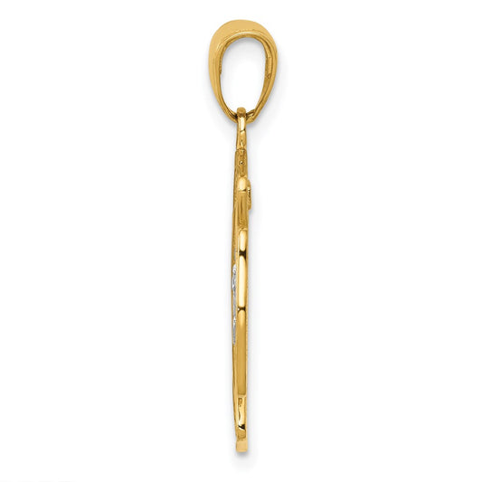14k Two-tone Polished and Satin Solid Saint Florian Medal Pendant
