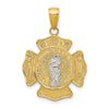 14k Two-tone Polished and Satin Solid Saint Florian Medal Pendant