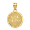 14K Reversible Cross and GOD BLESS Disc Charm