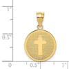14K Reversible Cross and GOD BLESS Disc Charm