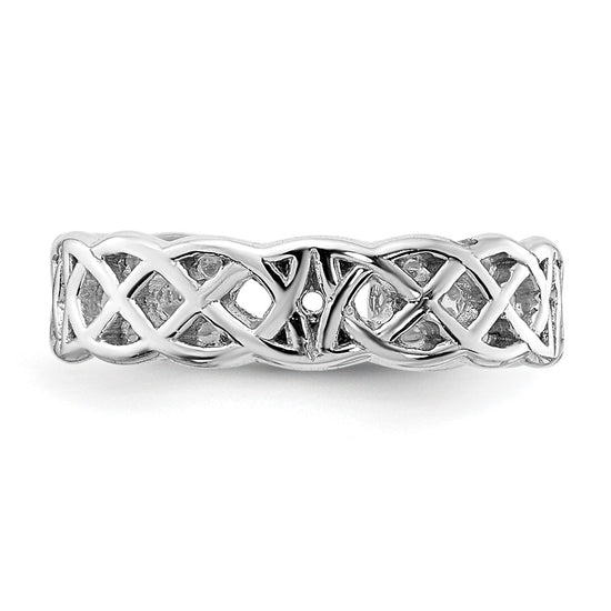 14k White Gold Polished w/ Design Toe Ring