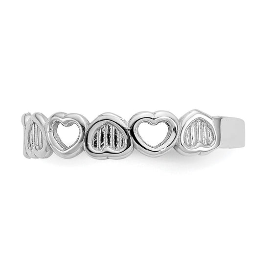 Gold Polished and Textured Heart Toe Ring