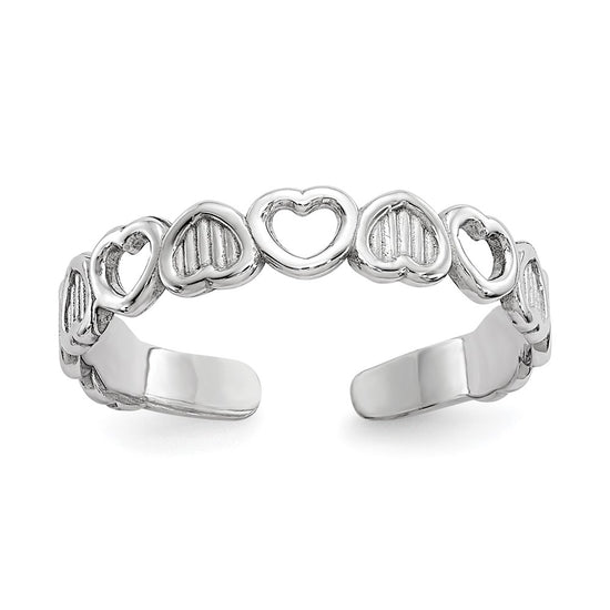 Gold Polished and Textured Heart Toe Ring
