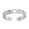 Gold Polished and Textured Heart Toe Ring