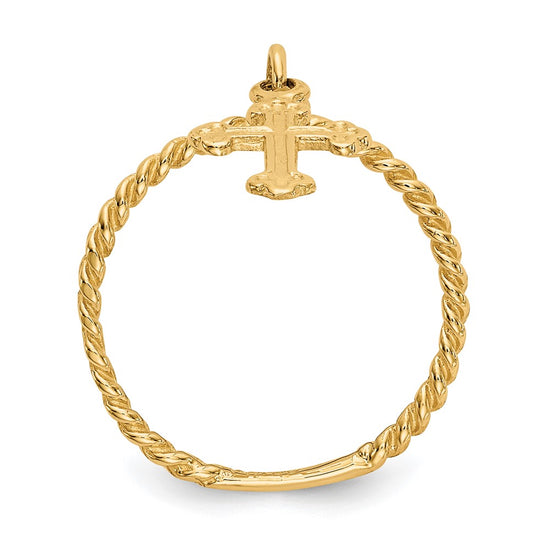 14k Cross Dangle Twisted Band Size 4 Baby / Childs Ring