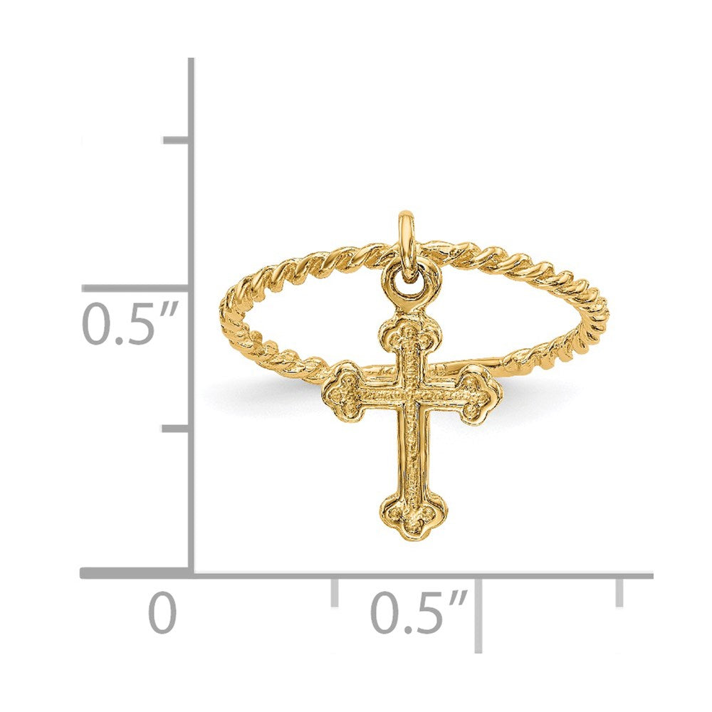 14k Cross Dangle Twisted Band Size 4 Baby / Childs Ring