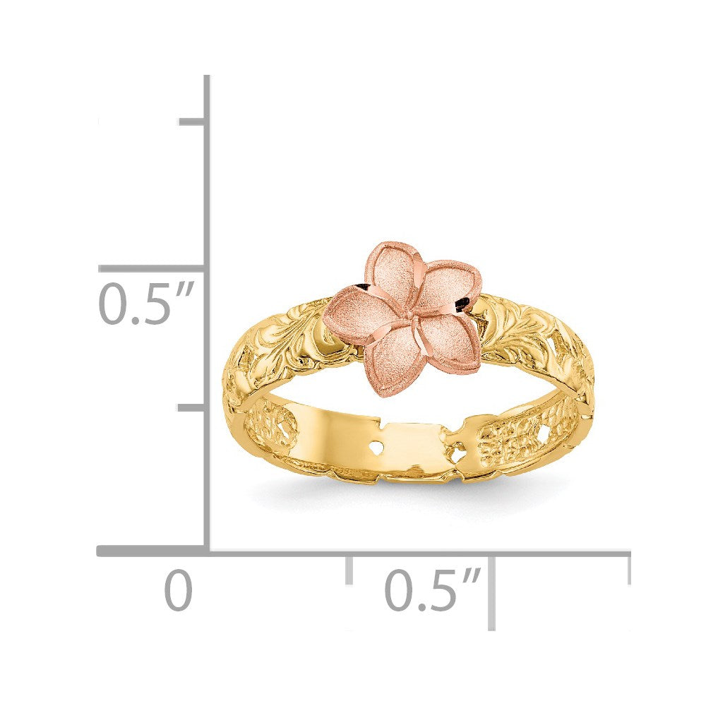 14K Two-tone Plumeria Size 3 Baby / Childs Ring