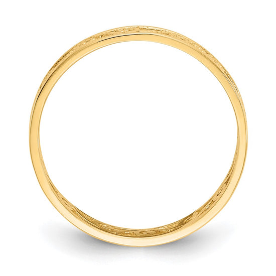 14K Polished and Textured Scroll Filigree Band