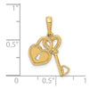 14K Polished Moveable Heart Key and Heart Lock Charm