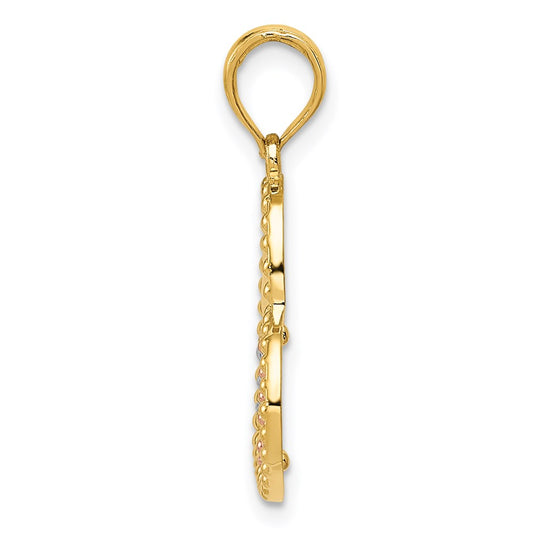14K Two-tone with White Rhodium Polished Hearts Pendant