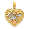 14k Tri-color Polished #1 MOM Shadowbox Pendant