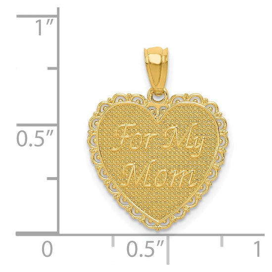 14K Reversible FOR MY MOM / THANKS FOR EVERYTHING Heart Pendant