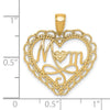 14K Polished MOM Scalloped Heart Pendant