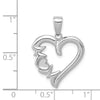 14K White Gold MOM Heart Charm