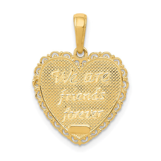 14K Reversible FOR MY SISTER / FRIENDS FOREVER Heart Pendant