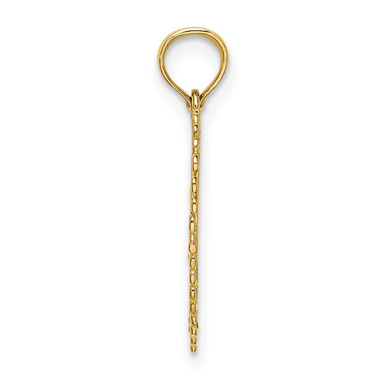 14K Gold Polished DADDYS LITTLE GIRL Textured Heart Charm