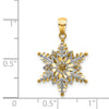 14k Two-tone Polished and Textured 2-Level Snowflake Pendant