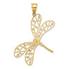 14k and White Rhodium Polished Diamond-cut Filigree Dragonfly Pendant