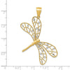 14k and White Rhodium Polished Diamond-cut Filigree Dragonfly Pendant