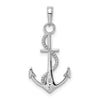 14K White Gold Polished Anchor with Rope Pendant
