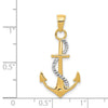14K Two-tone Polished Anchor with Rope Pendant