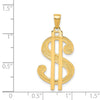 14K Gold Polished and Textured Dollar Sign Pendant