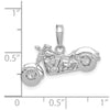 14K White Gold Polished and Textured 3-D Motorcycle Pendant