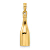14K Polished 3-D Black Enameled Champagne Bottle Pendant