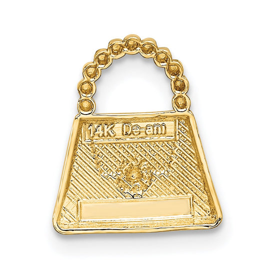 14K and White Rhodium Purse Chain Slide Pendant