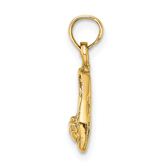 14K 3-D Polished Textured Ballerina Slippers Charm