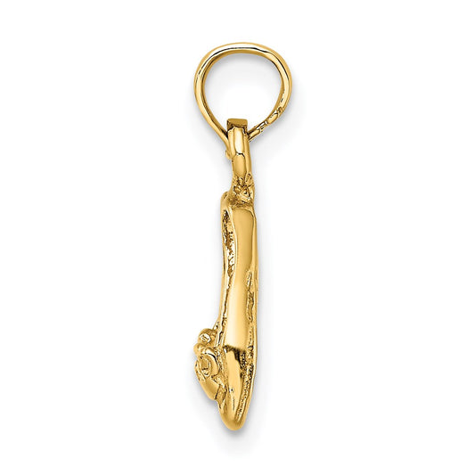 14K 3-D Polished Textured Ballerina Slippers Charm