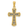 14k and White Rhodium Polished Cross Pendant