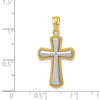 14k and White Rhodium Polished Cross Pendant