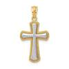 14k and White Rhodium Polished Cross Pendant