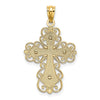 14K Two-tone Polished 2-Level Filigree Cross Pendant