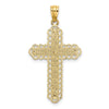 14K Two-tone Polished 2-Level Filigree Cross Pendant