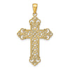 14K Polished Large Rope Frame Filigree Cross Pendant