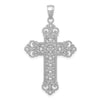 14K White Gold Polished Large Rope Frame Filigree Cross Pendant