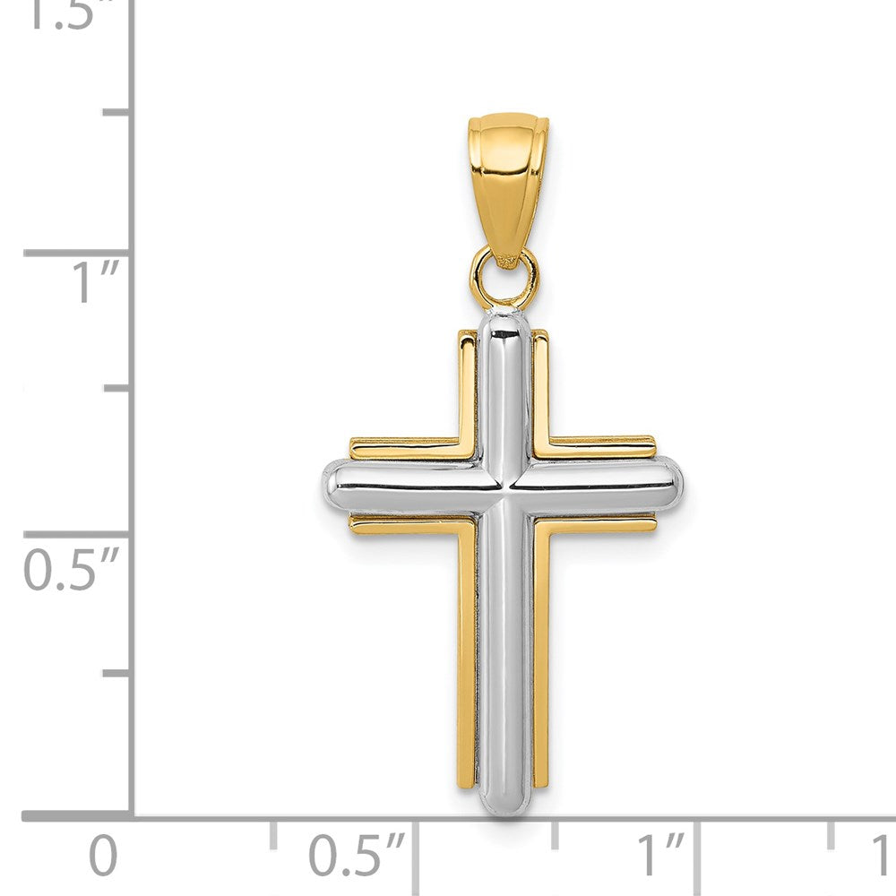 Gold Beveled Cross Pendant