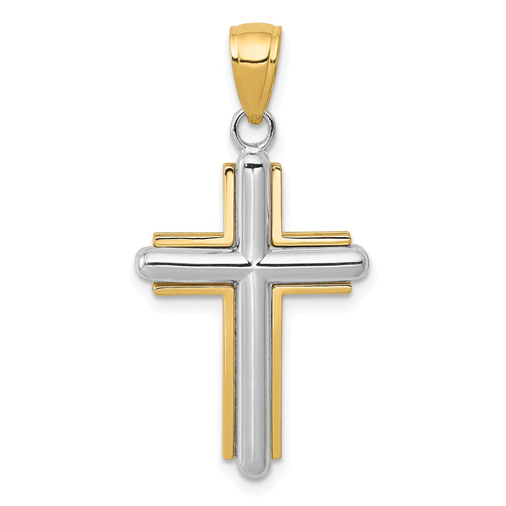 Gold Beveled Cross Pendant