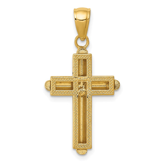 Gold Beveled Cross Pendant