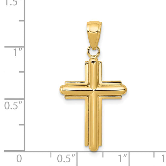 Gold Beveled Cross Pendant