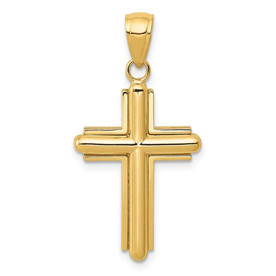 Gold Beveled Cross Pendant