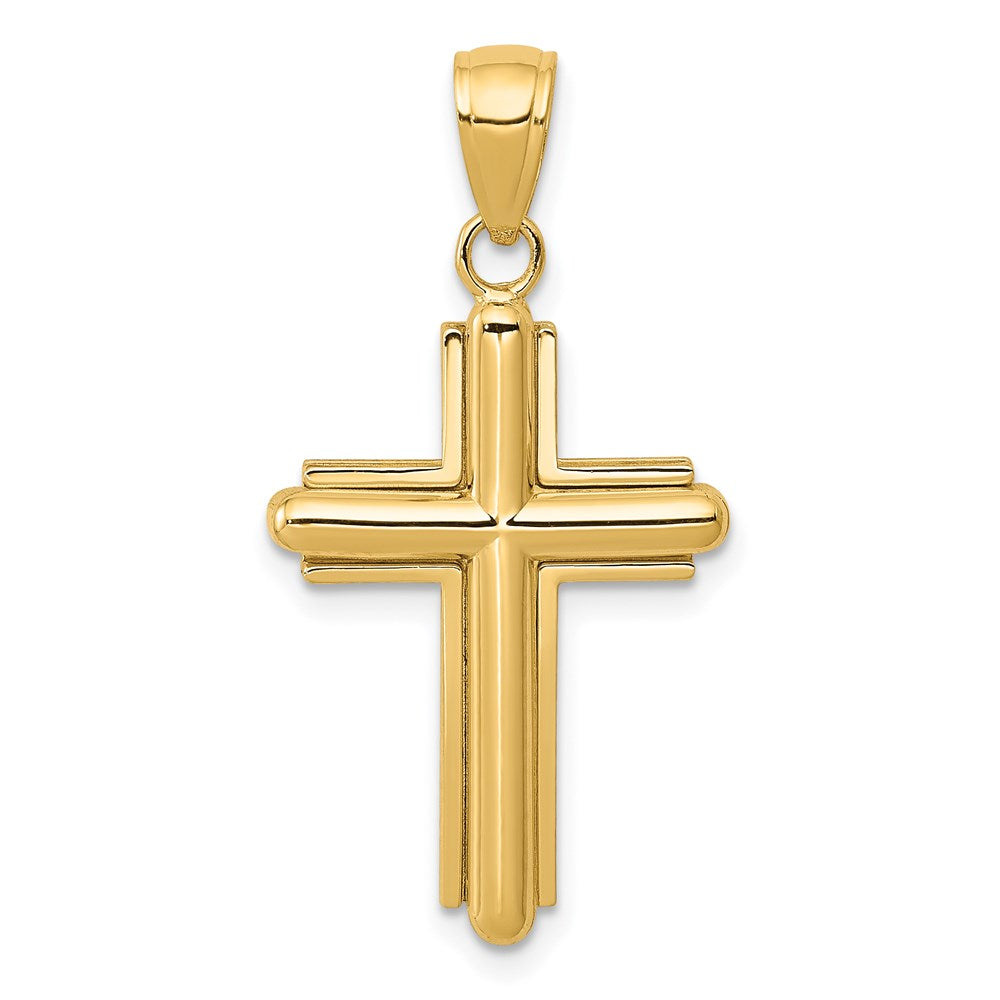Gold Beveled Cross Pendant