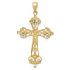 14K and White Rhodium Polished Diamond-Cut Cut-Out Cross Pendant