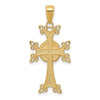 14K Polished and Textured Armenian Cross Pendant