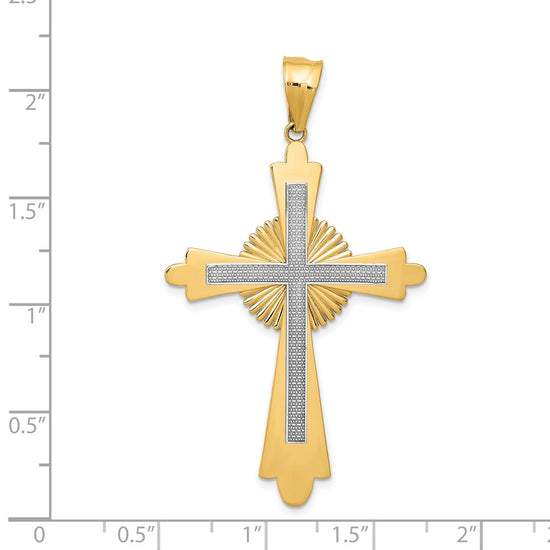 14k Two-Tone Polished Large Cross Pendant
